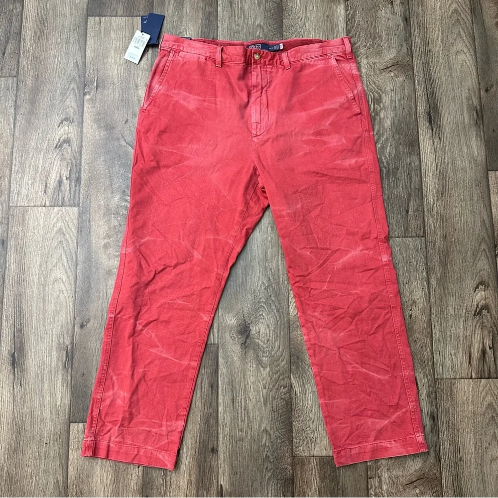 Polo Ralph Lauren Salinger Chino Straight Fit Red Dyed Pants Men Size 38/30